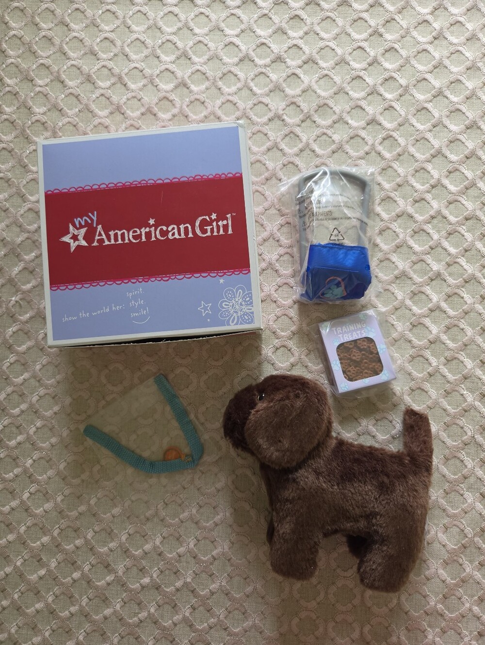 NIB American Girl Service Dog Set with Chocolate Chip Dog Retired 4-Piece Set